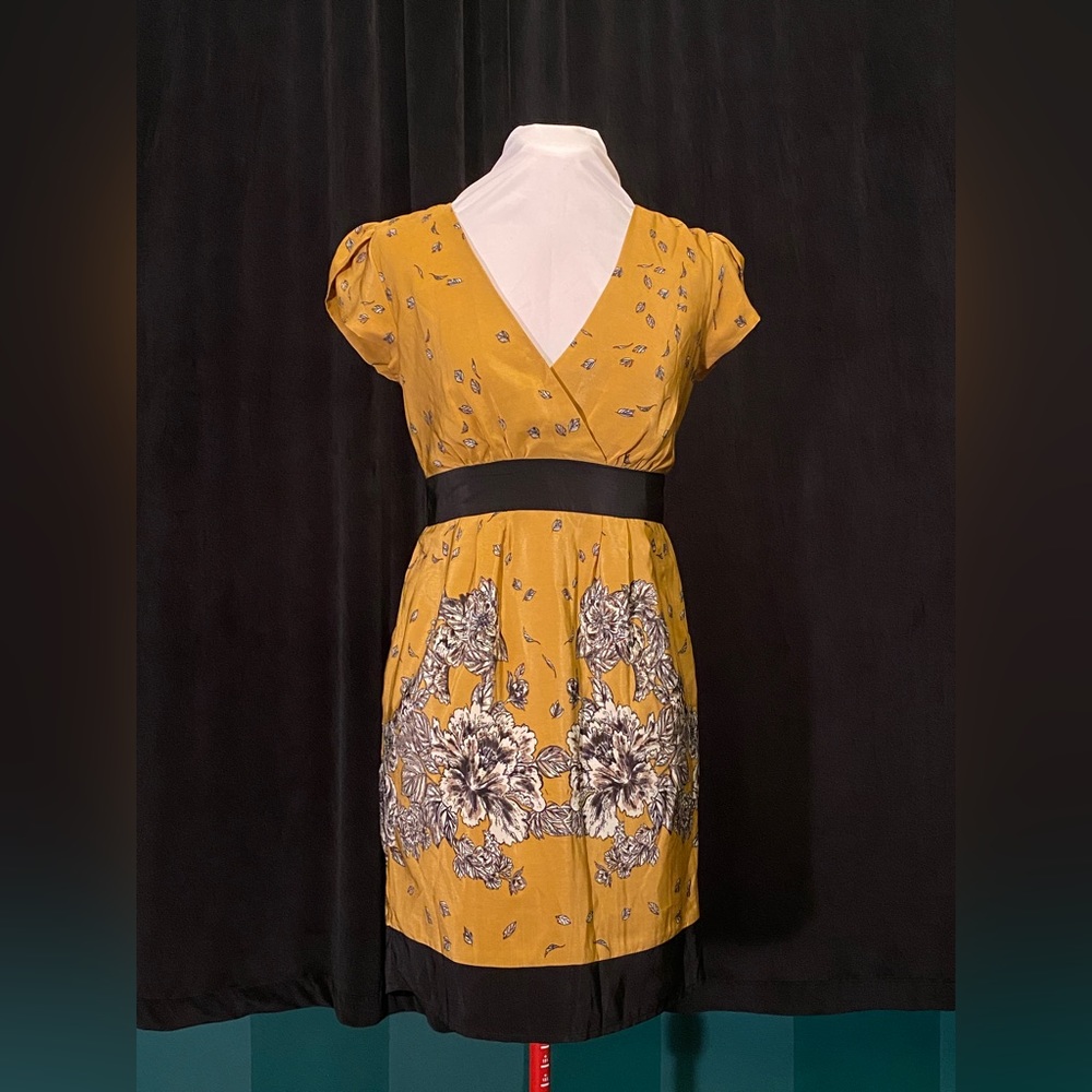 Mustard yellow floral dress